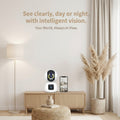 NOVA 2MP WiFi camera with dual lenses for home security, featuring compact design and adjustable angles.