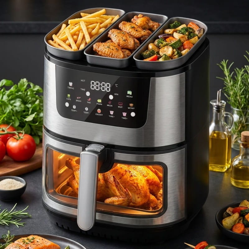 8L 1500W Stainless Steel High Power Oil Free Air Fryer Oven