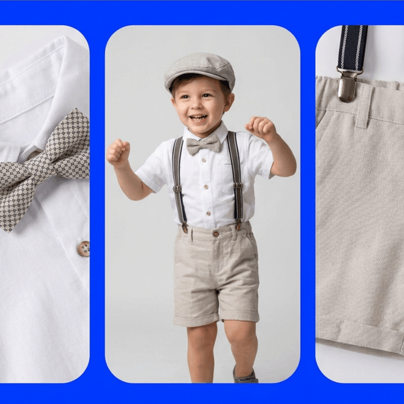 NOVA boy's striped shorts set for 1-3 years, featuring a stylish, comfortable design with a collared shirt and matching shorts.