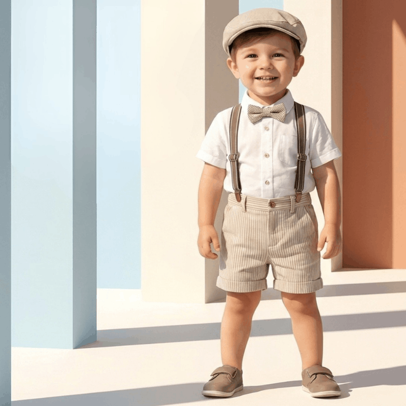 Boy's striped shorts set by NOVA for 1-3 years, featuring a stylish design perfect for young boys' casual wear.