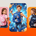 Colorful boys and girls cartoon backpack by NOVA featuring playful character designs, ideal for children's school or travel use.