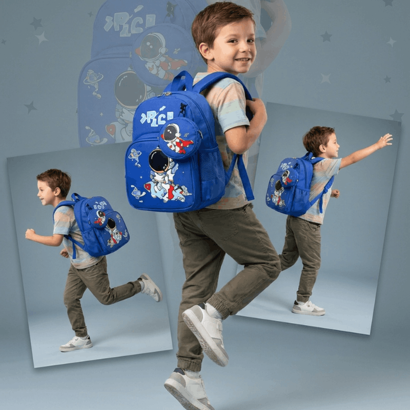 Colorful boys and girls cartoon backpack by NOVA featuring playful character designs for children's school use.