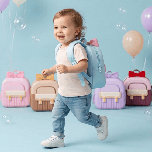 Colorful NOVA cartoon backpack for kids with playful character design, perfect for toddlers and young children.