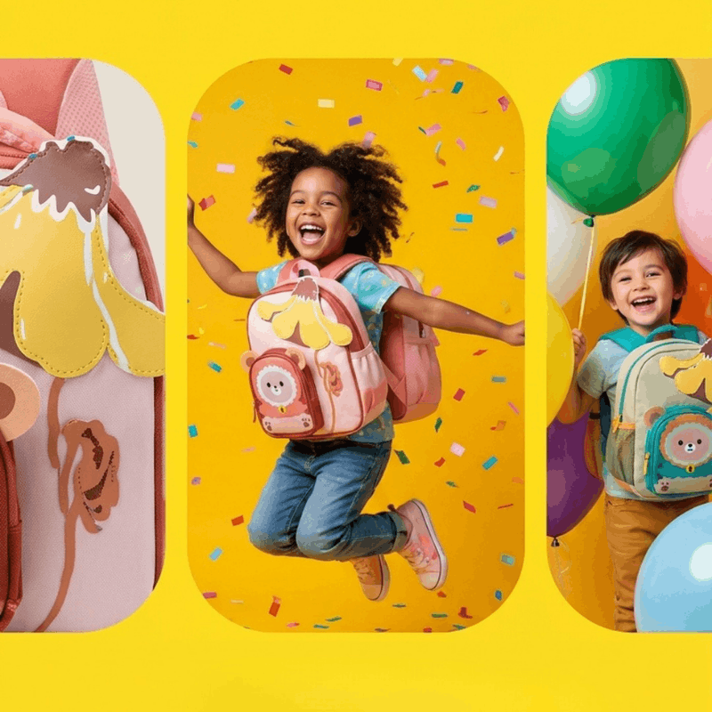 NOVA cartoon bear flower backpack with colorful floral design, adjustable straps, and front pocket for kids' school and casual use.