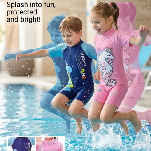 3-12 Years Cartoon Children Swimsuits Boys and Girls One Piece Swimsuits