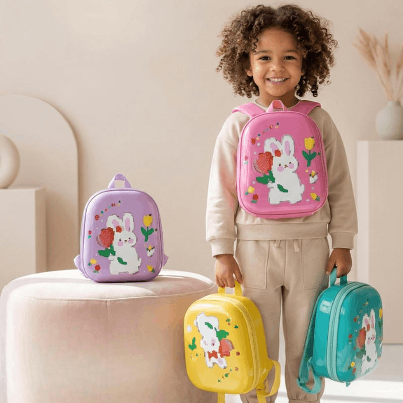 Children's backpack featuring a cute rabbit cartoon design from NOVA, with adjustable straps and colorful details.