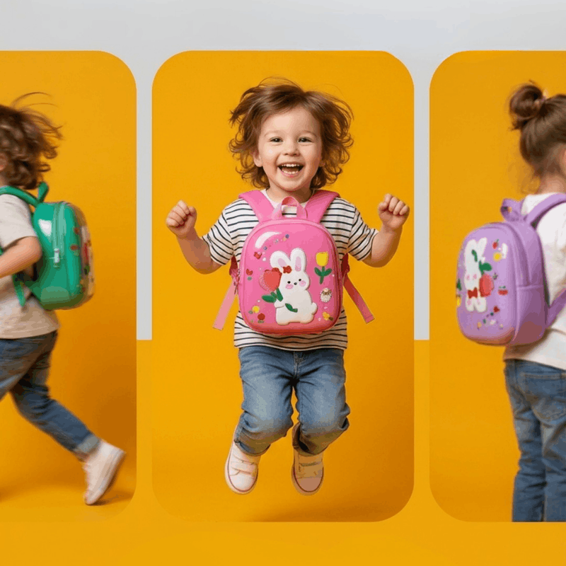 Children's rabbit cartoon backpack by NOVA featuring a cute bunny design, perfect for young children.