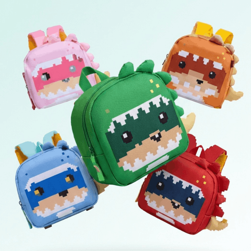 NOVA cute dinosaur fashion kids backpack with colorful dinosaur design and adjustable straps, perfect for young children.