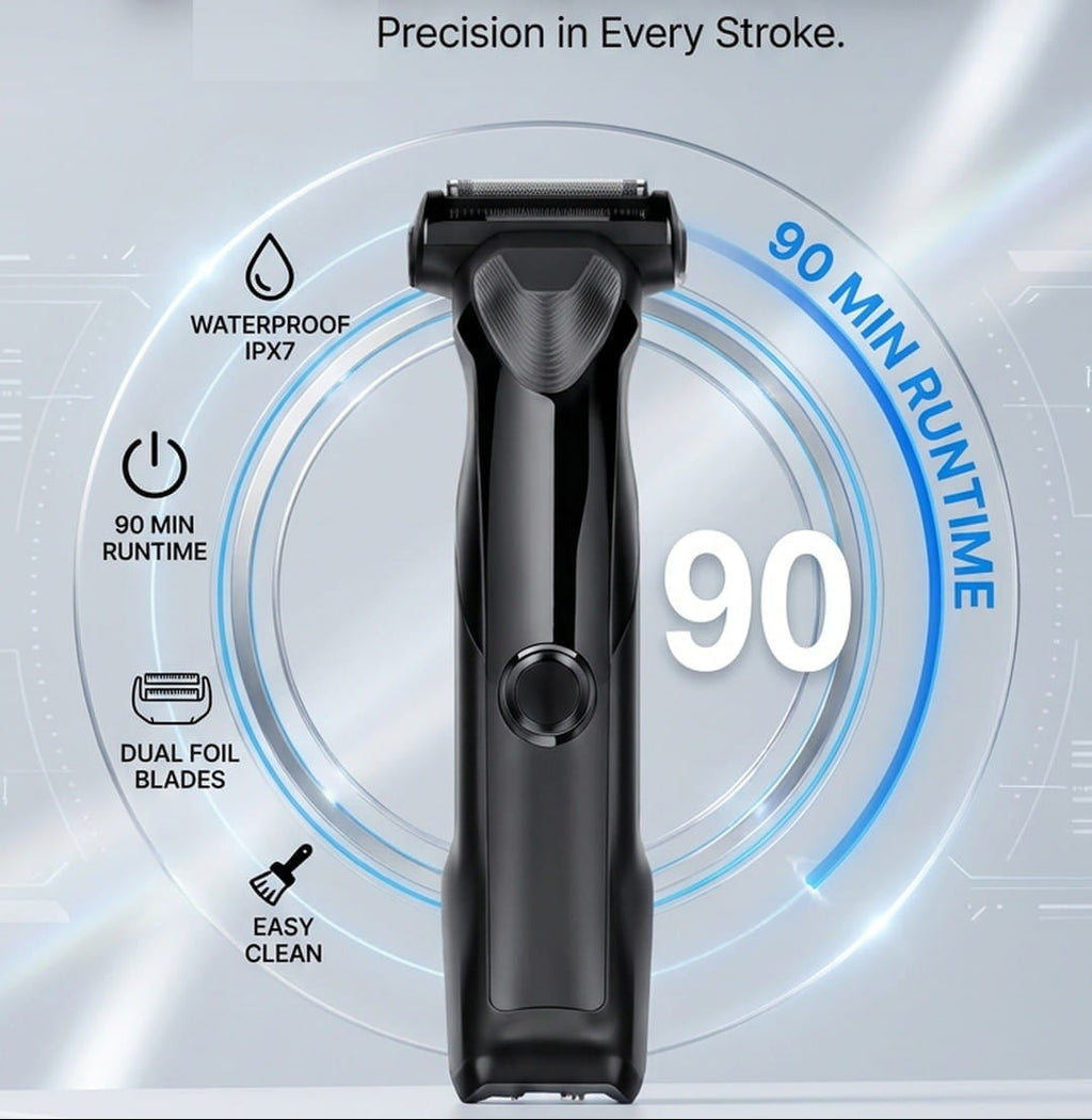 NOVA dual head foil blades ball trimmer shaver with stainless steel foil blades for men's grooming and trimming.