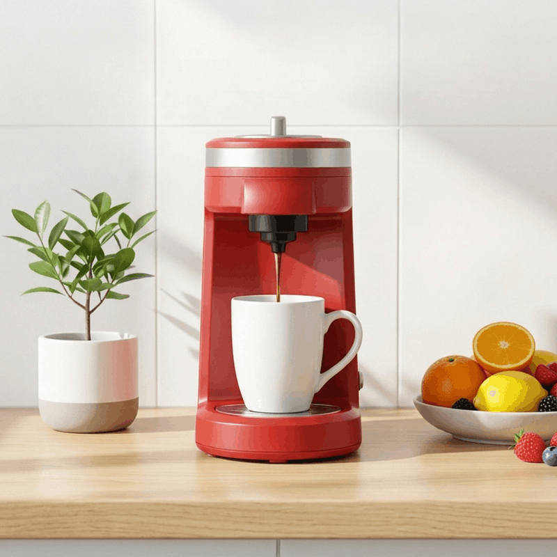NOVA espresso coffee machine with stainless steel design, featuring a brewing portafilter, steam wand, and control panel.