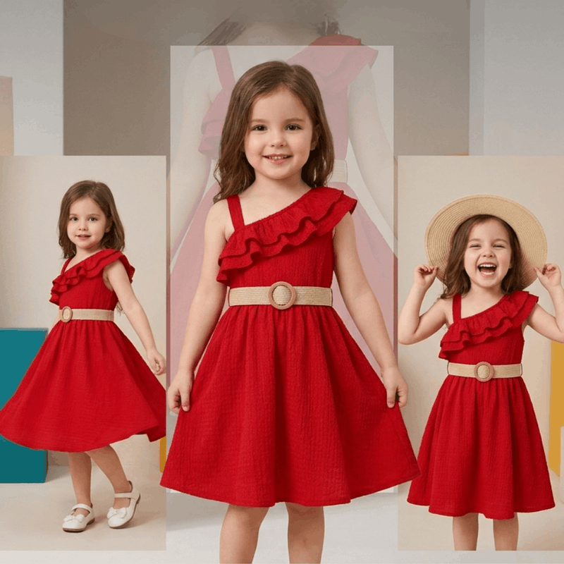 NOVA girls' one shoulder princess summer dress for ages 3-5, featuring a stylish design and lightweight fabric.