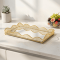 Gold Platted Serving Tray Round Design