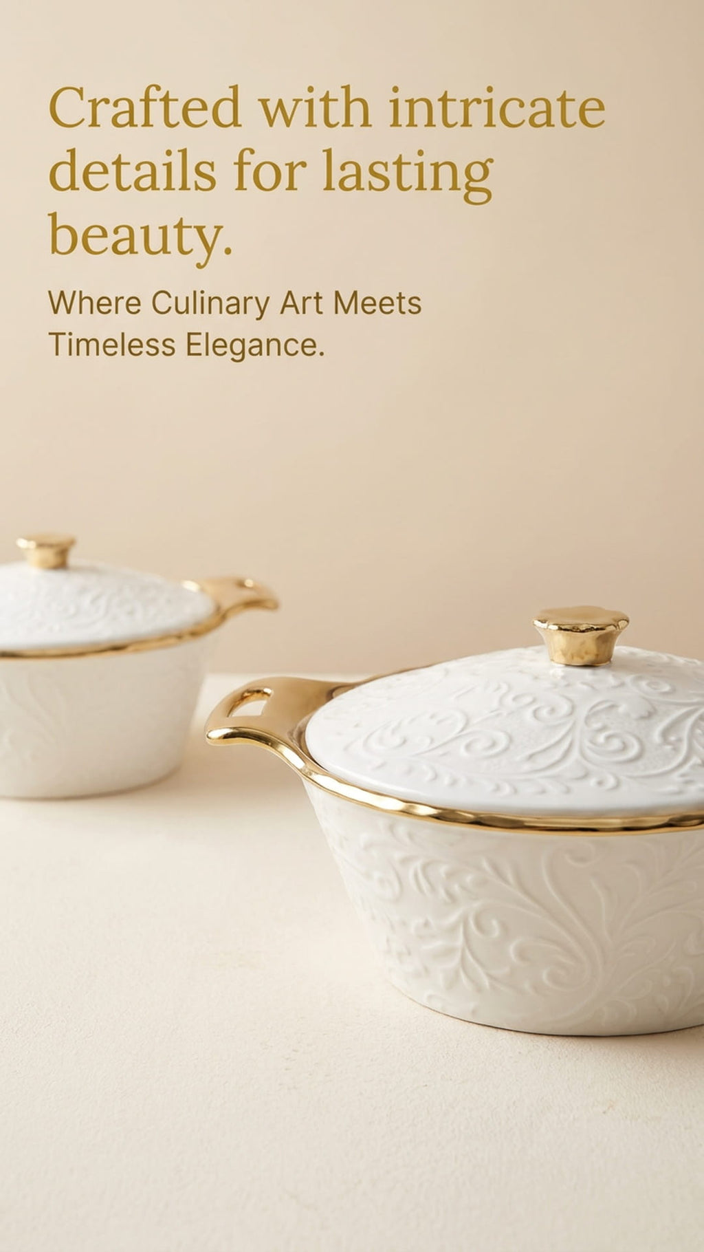 Gold White Ceramic Pot