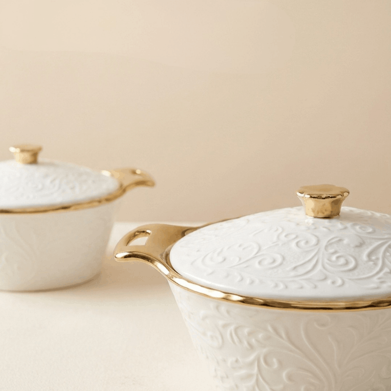 Gold White Ceramic Pot