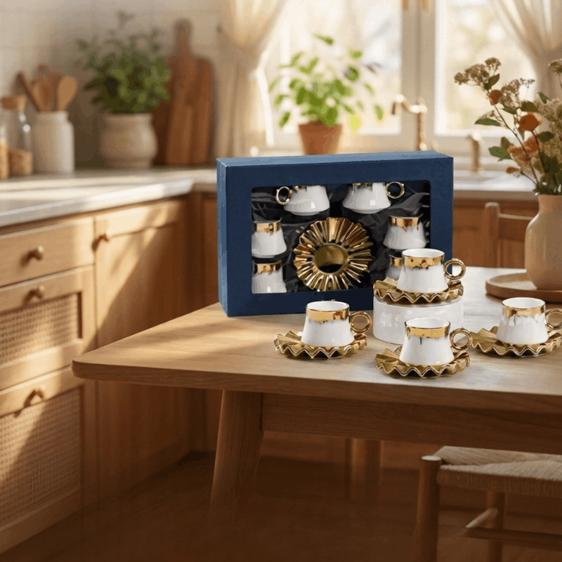 Gold White Coffee Set