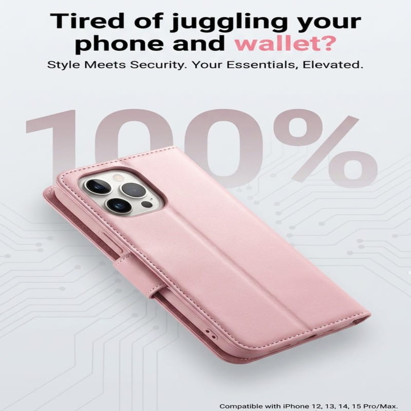 Leather Flip Case for iPhone 12 13 14 15 Pro/Max