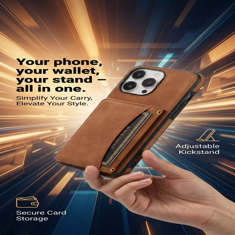Luxury Tri Fold Leather Folding Card Wallet Flip Cover Credit Card Phone Case for iPhone 13 14 15 Pro Max