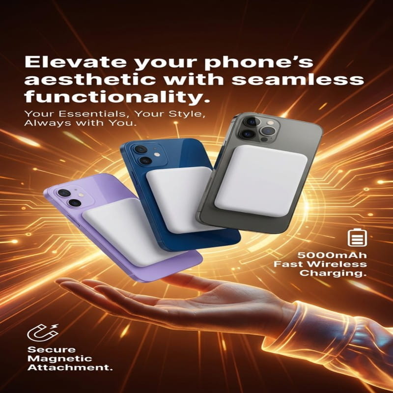 Magnetic Wireless Charging Power Bank 5000mAh for iPhone 17 16 15 14 13 12 Pro Max