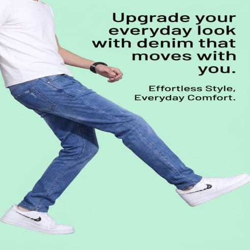 Men Blue Jeans Style Trendy Slim Fit Casual Pants