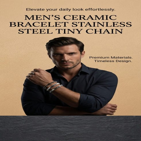 Men Ceramic Bracelet Stainless Steel Tiny Chain