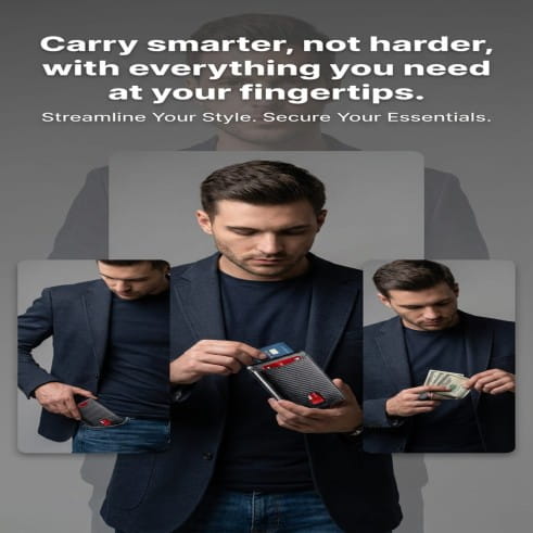 Men Slim Wallet with Cards Holder & Money Bag
