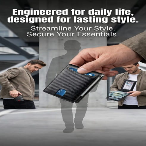 Men Slim Wallet with Cards Holder & Money Bag