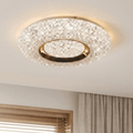 Modern Crystal Double Ring Gold and White Ceiling Lamp