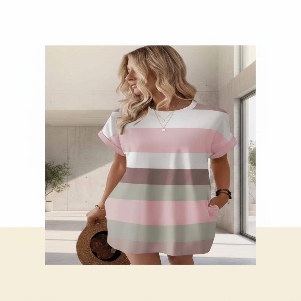 New Collection Summer Casual Women A-Line Short Sleeve Dress