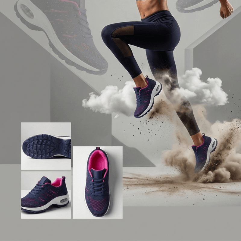 Black women's anti-slip sports shoes by NOVA featuring a sleek design and breathable mesh upper for active wear.