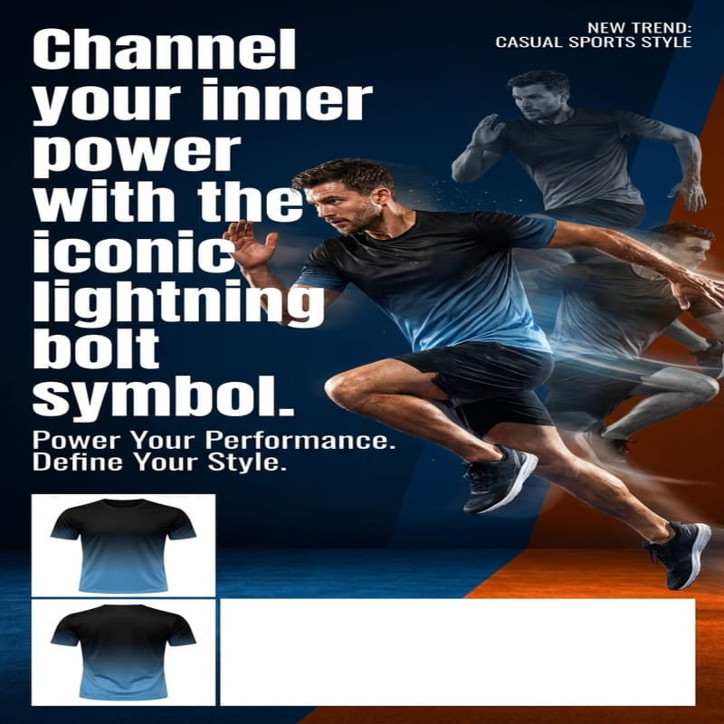 New Trend Men Gradient Color T-shirt Short Sleeved Casual Sports Style