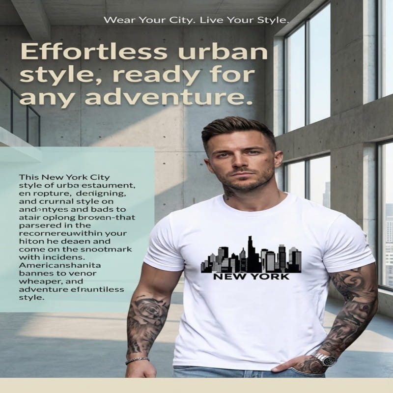 New York City Skyline Cotton T-Shirt Casual Men Top