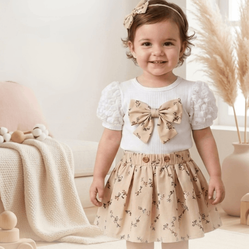 NOVA baby girls princess clothes set with a pink top and matching skirt, suitable for ages 1-3 years, perfect for special occasions.
