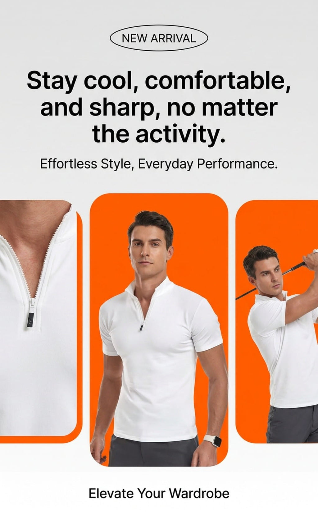 Quarter Zip Casual Regular Fit Men Polo Shirt