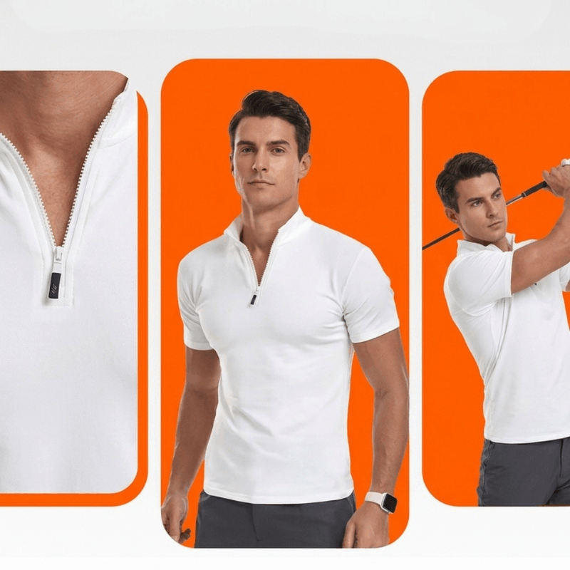 Quarter Zip Casual Regular Fit Men Polo Shirt