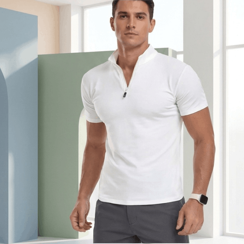 Quarter Zip Casual Regular Fit Men Polo Shirt