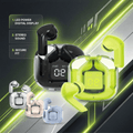 NOVA sports headphones with LED power display, stereo sound earbuds, and built-in MP3 player for active listening.