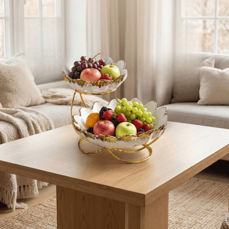 Elegant gold ceramic fruit bowl dinner set by NOVA, featuring stylish design and durable ceramic construction.