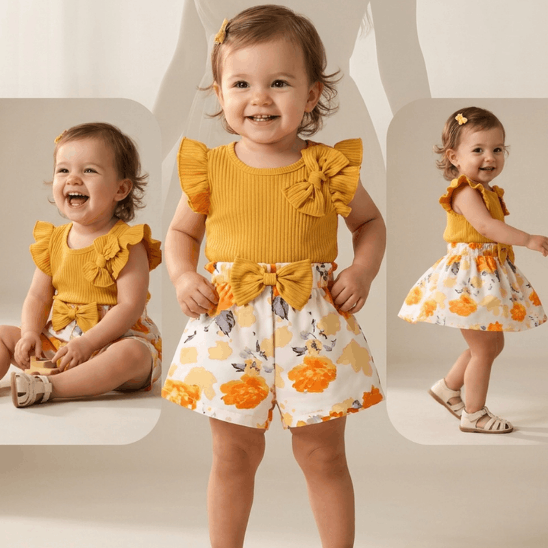 Baby T-shirt and shorts suit for ages 0-3 years, lightweight and comfortable, featuring a cute summer design by NOVA.