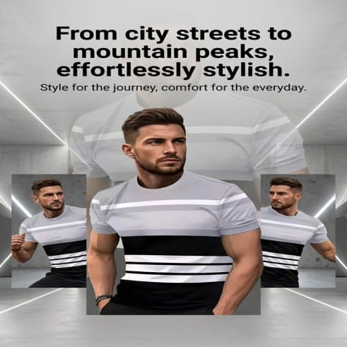 Summer Daily Fashion Men Loose Sleeved T-Shirt Casual Wear