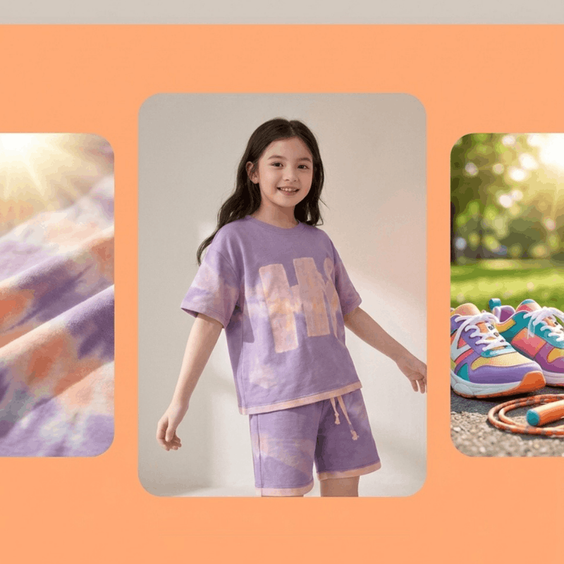 Girls' trendy casual sports look set by NOVA for ages 7-11, featuring comfortable summer athletic outfits with stylish design.