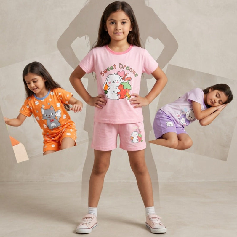 Girls cotton set for ages 1 to 8 by NOVA, featuring a colorful, comfortable outfit perfect for daily wear.