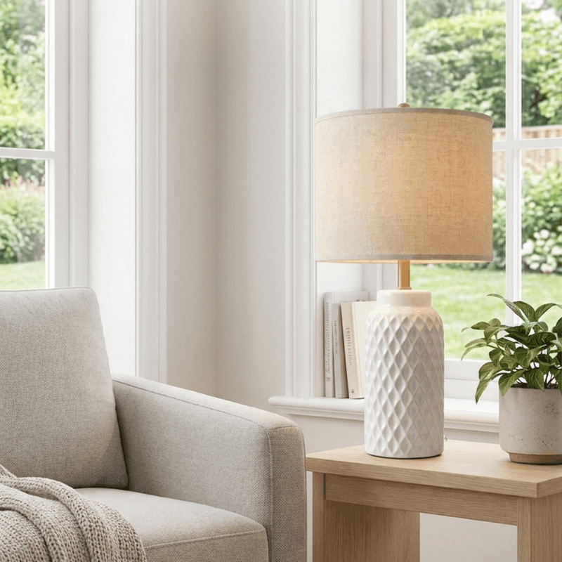 20.5 Inch White Ceramic Table Lamp