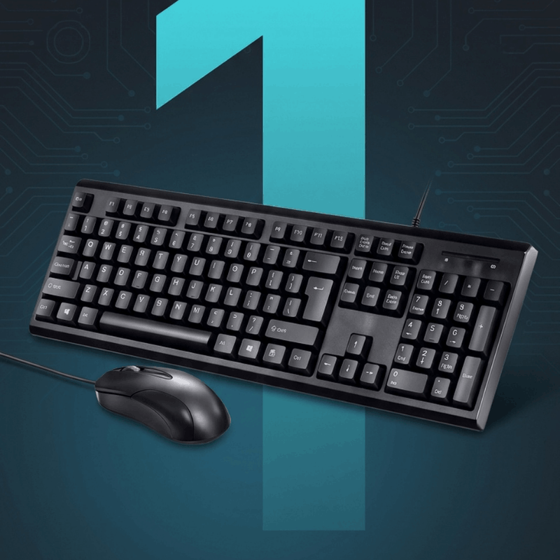 NOVA wired keyboard and mouse combo with USB connection, ideal for business offices and PC gaming setups.