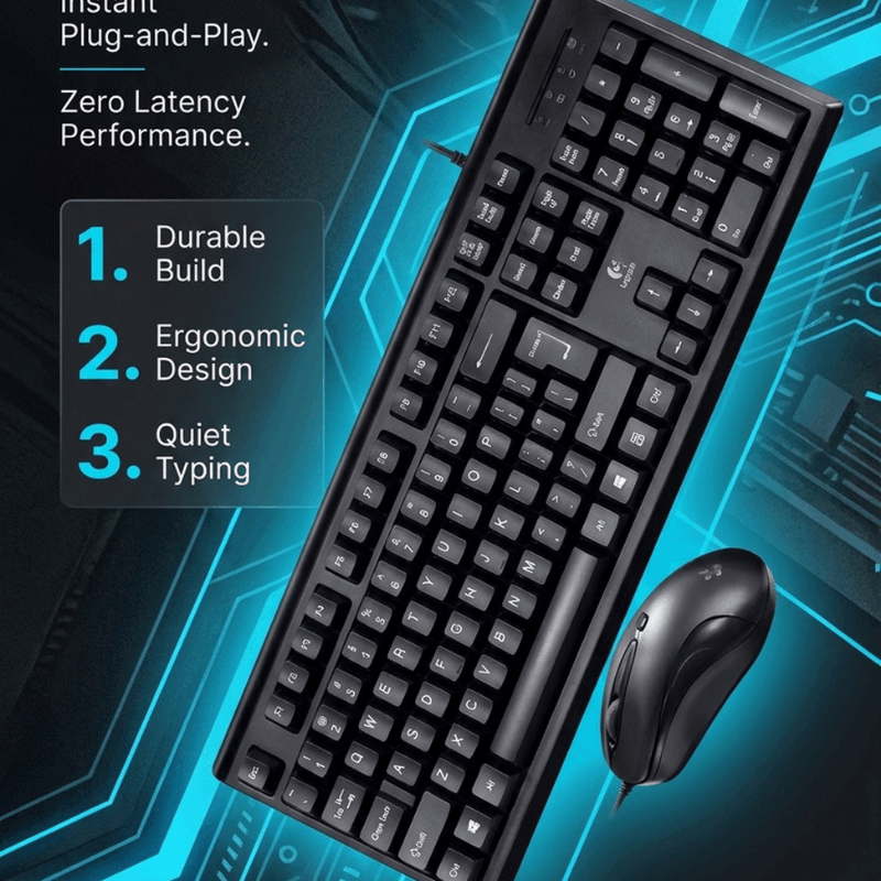 NOVA wired keyboard and mouse combo with USB connection, suitable for business office and PC gaming setups.