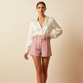 Women Summer Button Zipper Simple Short Pants
