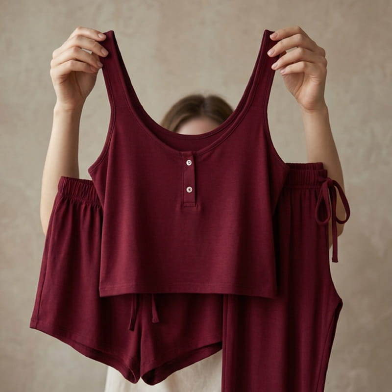 Women Summer Slim Three-Piece Pajama Set