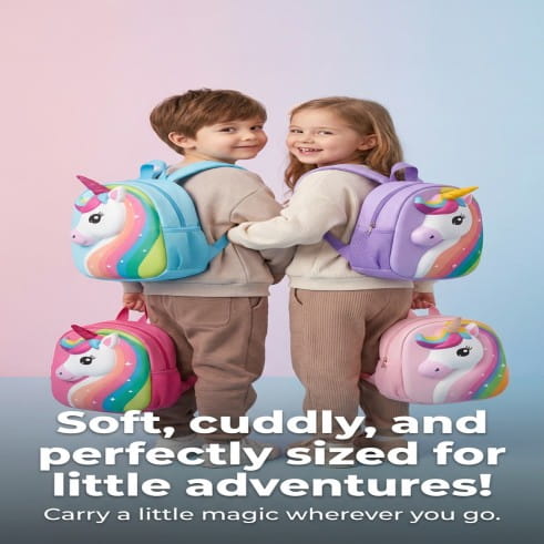 3D Unicorn Kids Backpack Lightweight