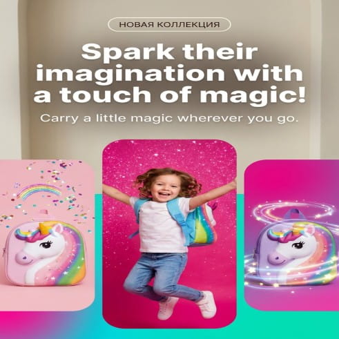 3D Unicorn Kids Backpack Lightweight