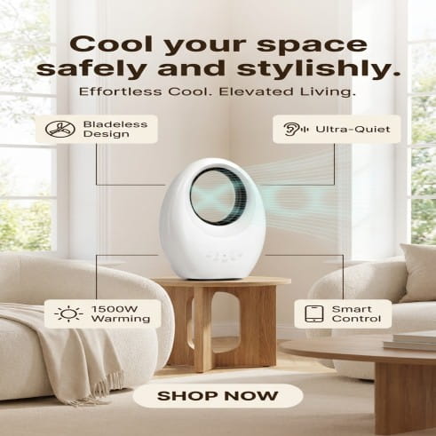 Smart Fan and Warming Dual Purpose 1500W Office Home House Room Portable