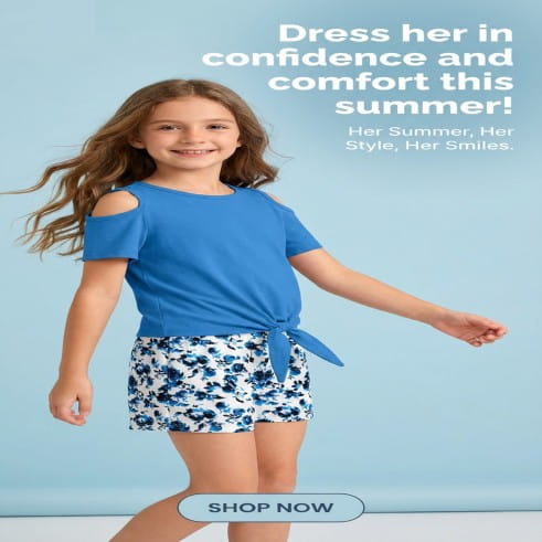 Girls 6-12 Years Set 2 Pieces Outfit with Sleeve Tie Knot T-Shirt and Short Wear